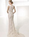 Glamorous Trumpet Mermaid Bateau Neck Chapel Train Lace Front slit Wedding Dress 2