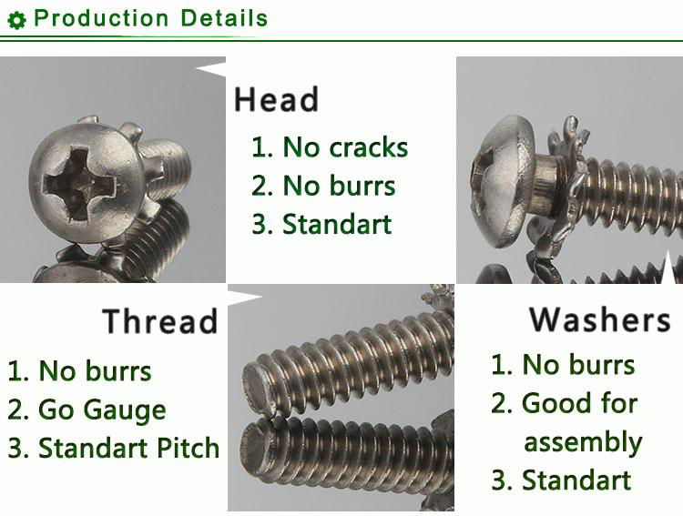 A2 Pan Head Cross Recess Flower Washer Screws Hardware Fastener 2