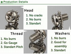 Pan Head Cross Combination Screws and