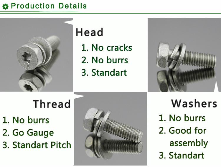 Torx Recess Hexagon Head Machine Screws and Washer 5