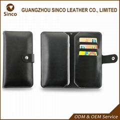 Factory price durable luxury genuine leather phone case with top grain cow leath