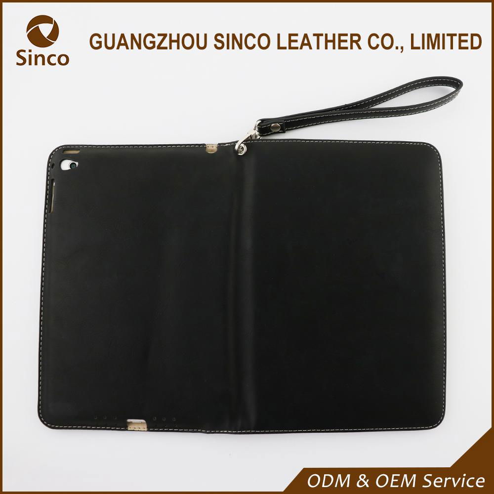 Custom logo leather flip card slot cover case with purse strap for ipad case 5