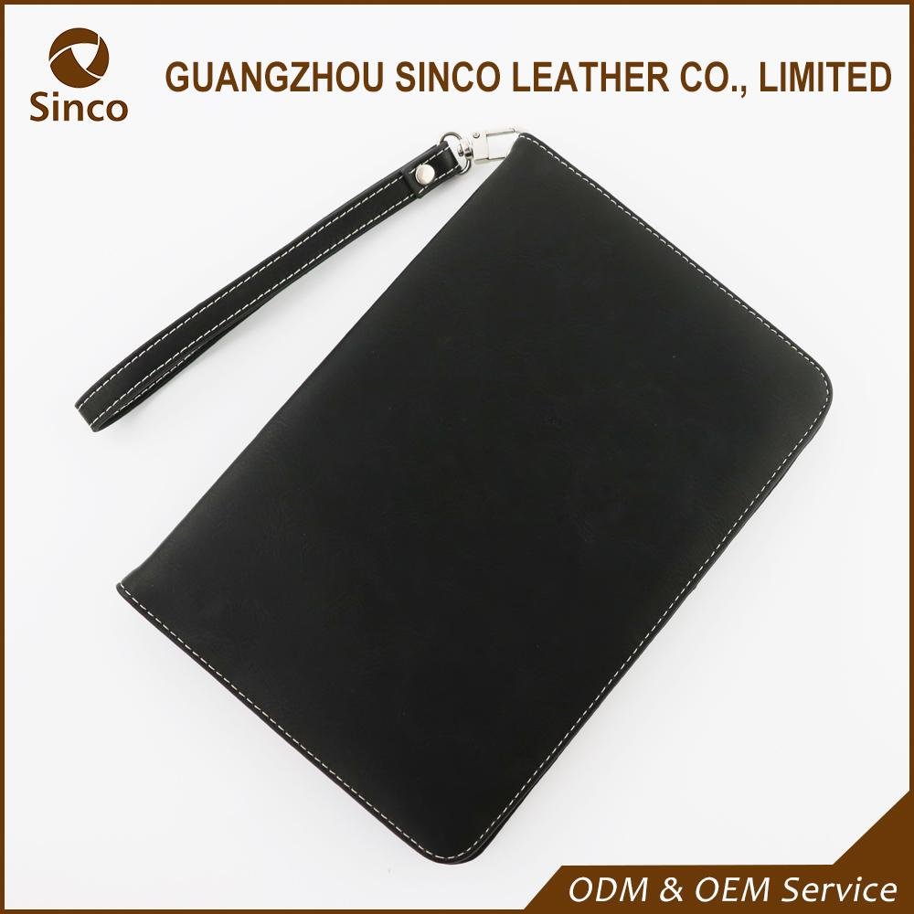 Custom logo leather flip card slot cover case with purse strap for ipad case