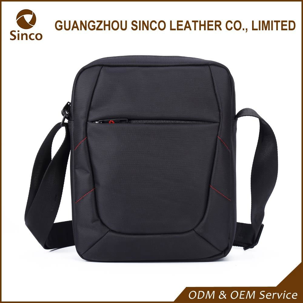 Durable nylon material shoulder laptop messenger bag with trolley strap