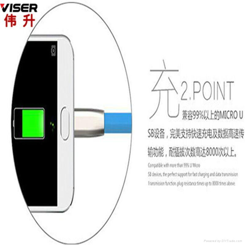 VISER锌合金数据线安卓苹果手机通用高速2.4A快充 4