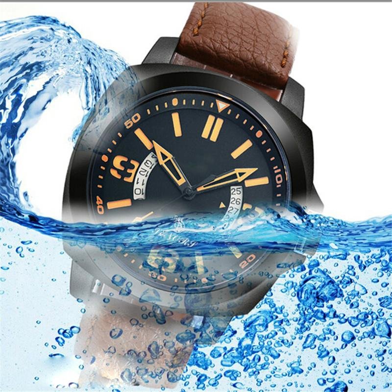 新款意大利真皮皮帶日本進口石英機芯手錶雙日曆手錶批發 3