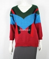 Ladies V Neck Off Shoulder Color Combination Sweater 1