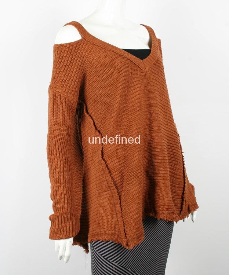 Women Oversized Chunky Knit Off Shoulder Sweater 2