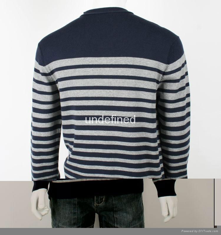 Men's V neck Striped Sweater 2