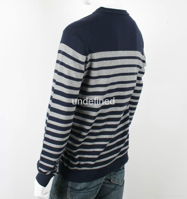 Men's V neck Striped Sweater 4