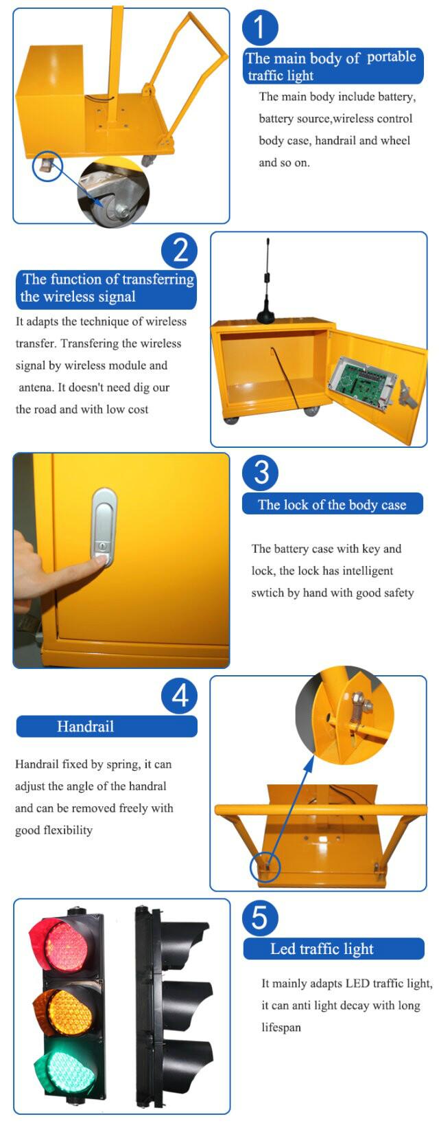 New! 200mm 4 way Portable Traffic Light with Solar Power 3