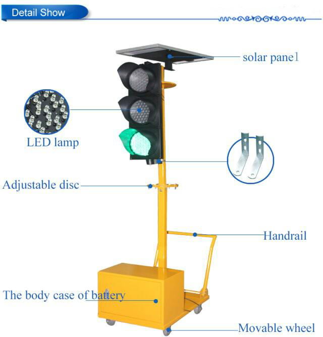 New! 200mm 4 way Portable Traffic Light with Solar Power