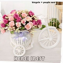 Rattan plaited bicycle artificial flower for home decoration