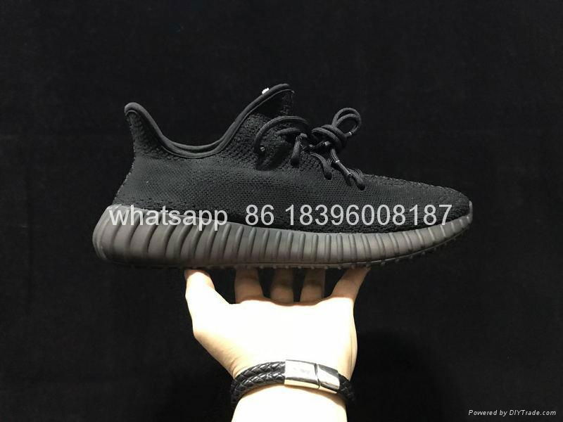        Yeezy 350V2 ALL Black Real Boost  running shoes wholesale freeshipping  2