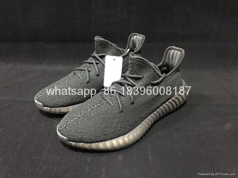        Yeezy 350V2 ALL Black Real Boost  running shoes wholesale freeshipping  3