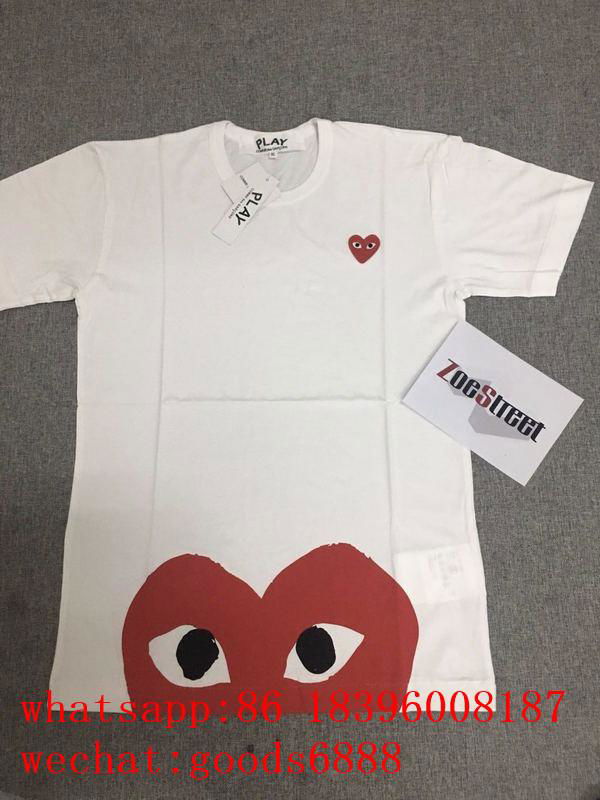 wholesale real best quality CDG PLAY Half Heart Short Sleeve T-shirt clothes