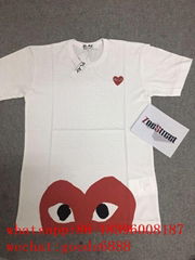 wholesale real best quality CDG PLAY Half Heart Short Sleeve T-shirt clothes