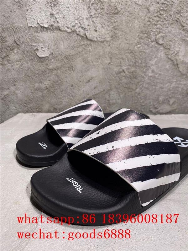free shipping top Off-White print slides Off White slipper beach slides sandals 3