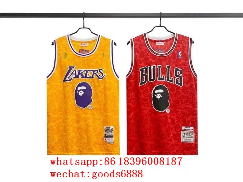 original BAPE NBA jersey Los Angeles Lakers Mens NBA Retro shirt stitched Jersey 3