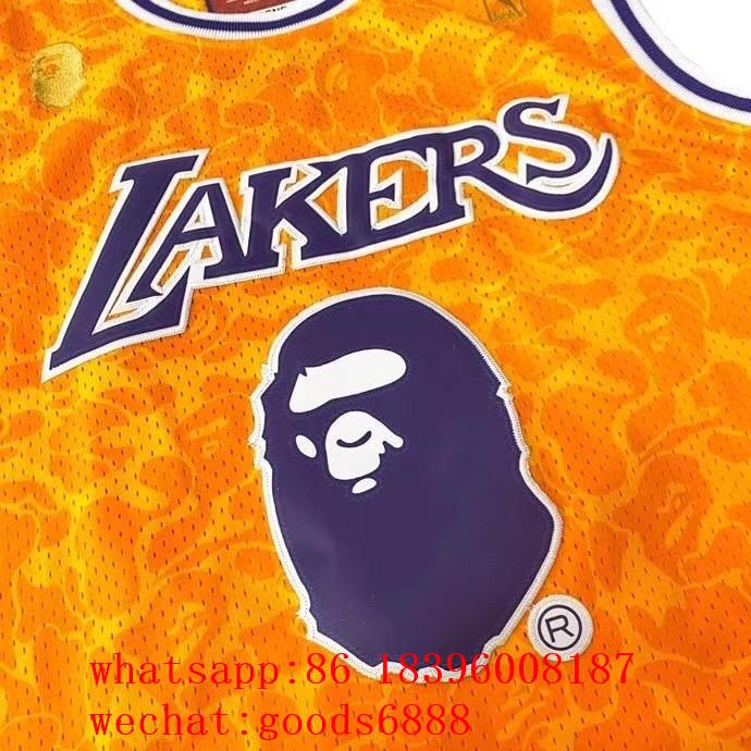 original BAPE NBA jersey Los Angeles Lakers Mens NBA Retro shirt stitched Jersey 5