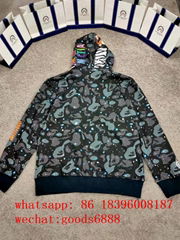 wholesale top quality bape splicing sleeves jackets shark coat zip up hoodies
