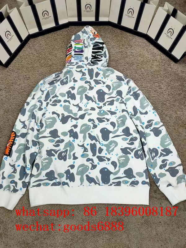 wholesale top quality bape splicing sleeves jackets shark coat zip up hoodies 5