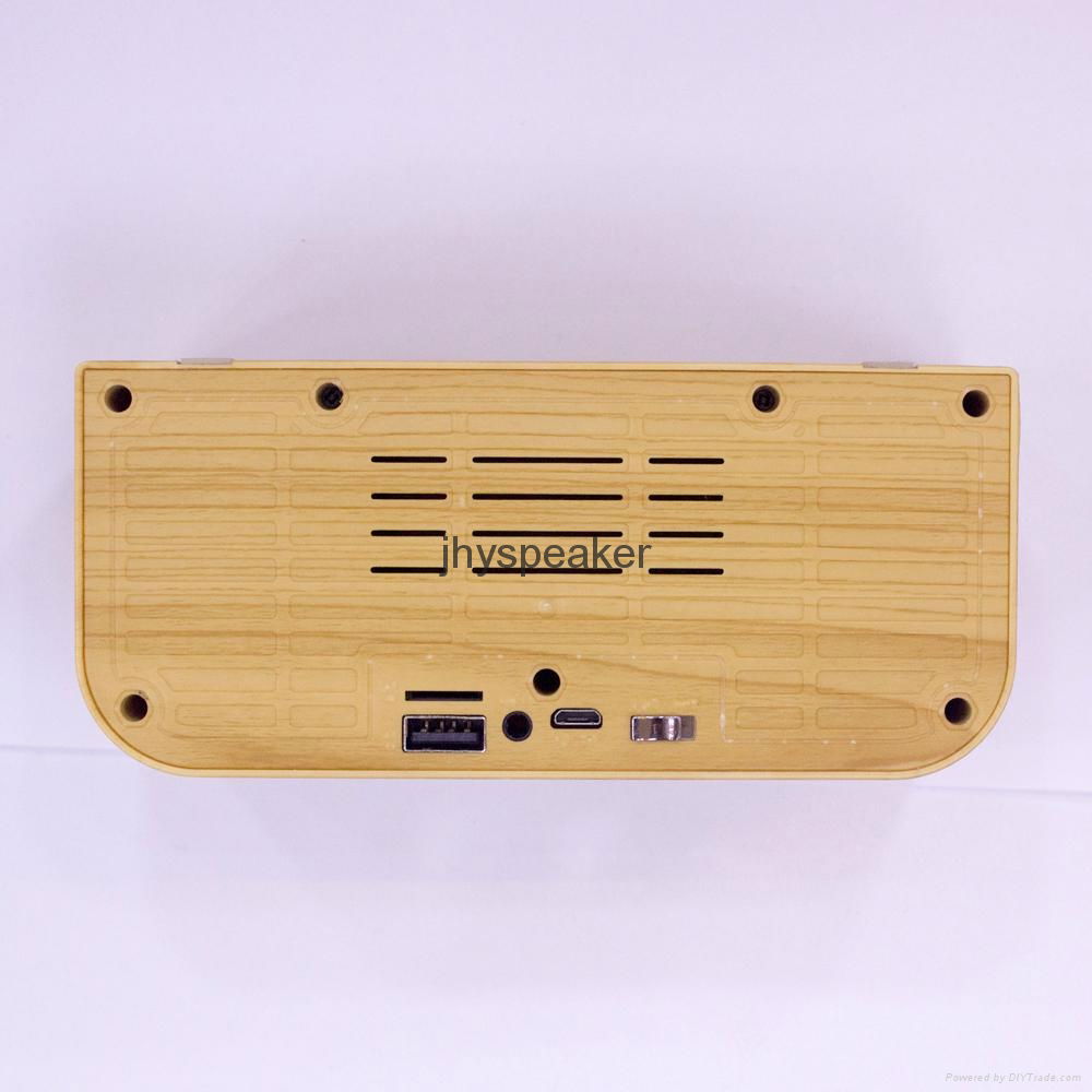 2017 newest high quality Hotel alarm clock wireless wooden bluetooth speaker  3