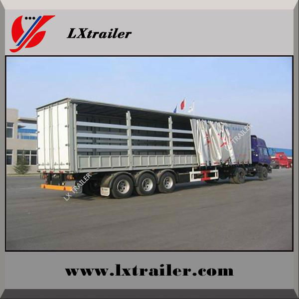 3 Axles 45Tons Flatbed Side Curtain Semi Trailer 