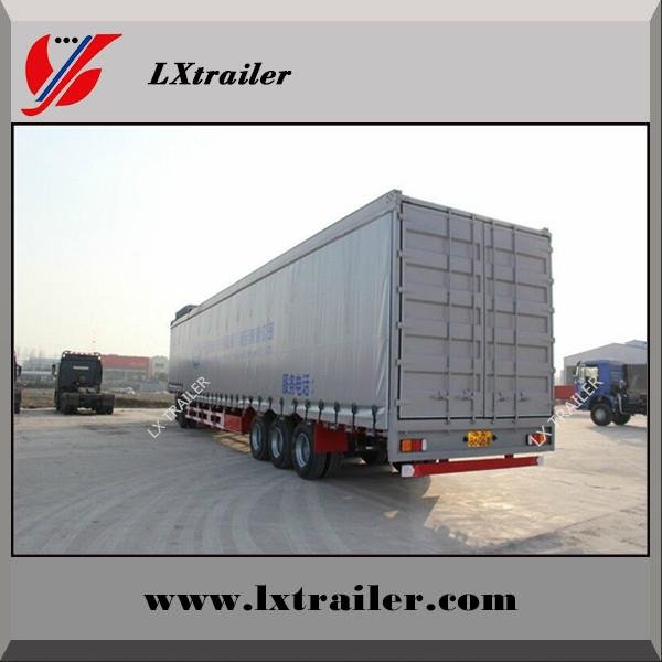 3 Axles 45Tons Flatbed Side Curtain Semi Trailer  3
