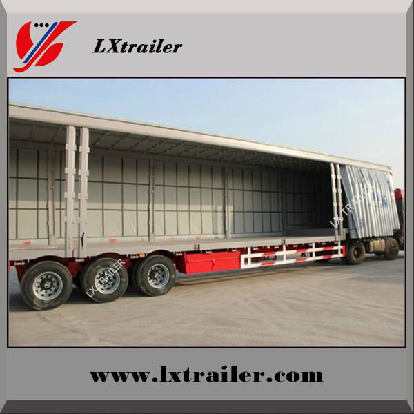 3 Axles 45Tons Flatbed Side Curtain Semi Trailer  5