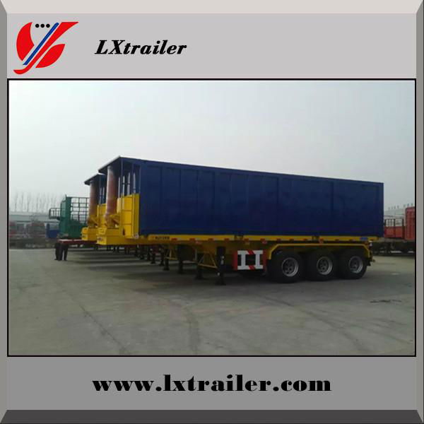 3 Axles 45Tons Flatbed Container Tipping Semi Trailer 