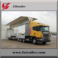 3 Axles 45Tons Flatbed Box Lifting Open Semi Trailer 