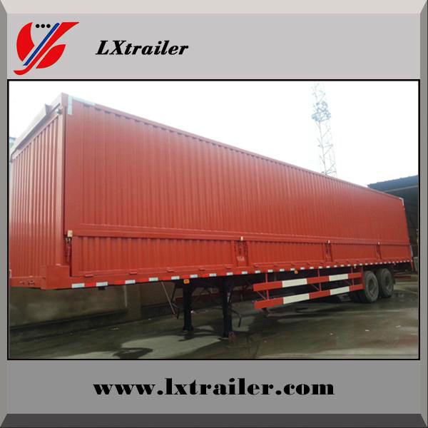 3 Axles 45Tons Flatbed Box Lifting Open Semi Trailer  2