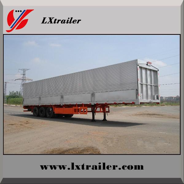 3 Axles 45Tons Flatbed Box Lifting Open Semi Trailer  4