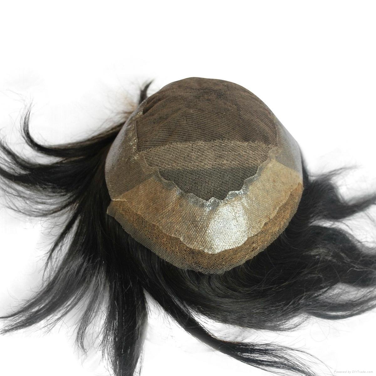Hair wig for men in stock #1b human hair with pu around 2