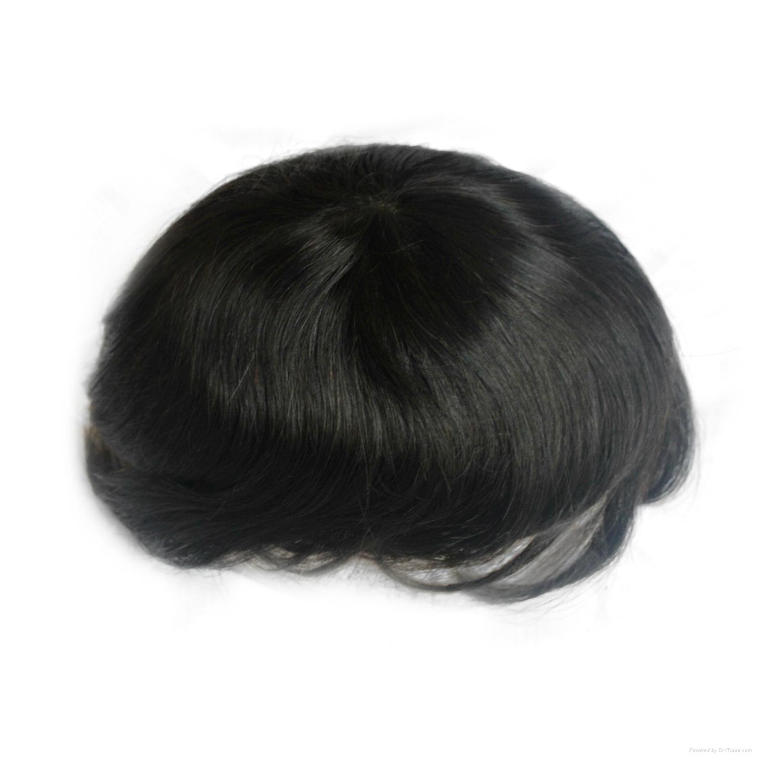 Hair wig for men in stock #1b human hair with pu around 4