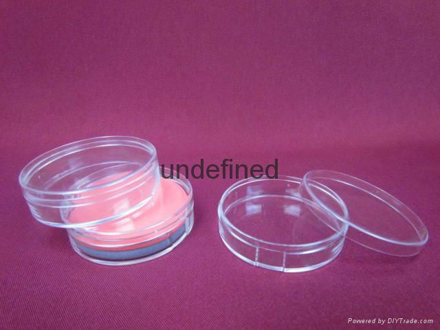 Cosmetic facial puff in hard plastic round clear case 3