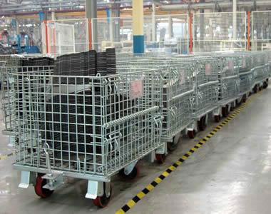 Storage wire mesh container with wheels stacking folding 2