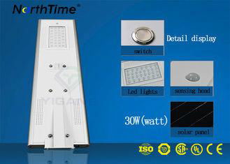 120° Beam Angle All In One Solar LED Street Light 65W 4 Rainy Days Discharge Tim