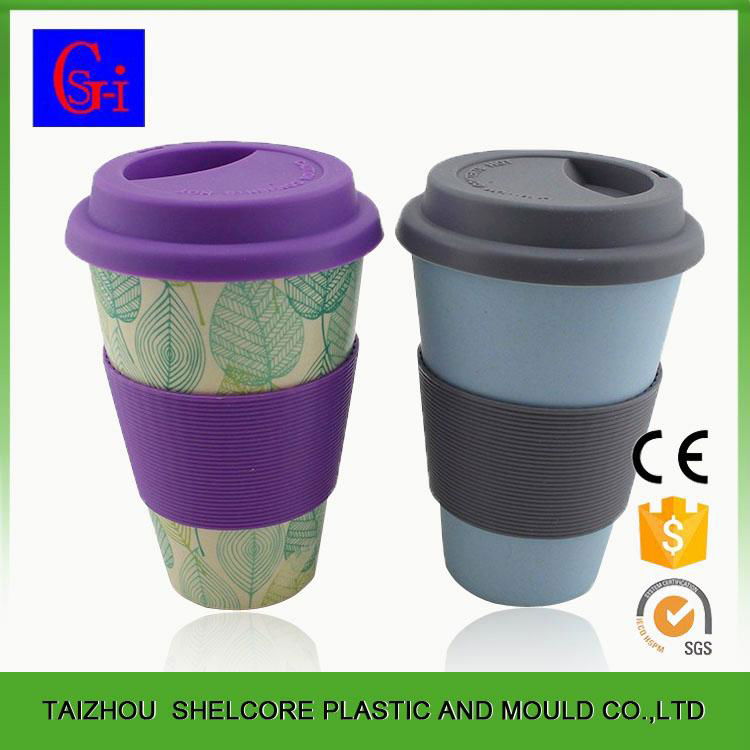 bamboo fiber coffee cup with lid and silicone 3