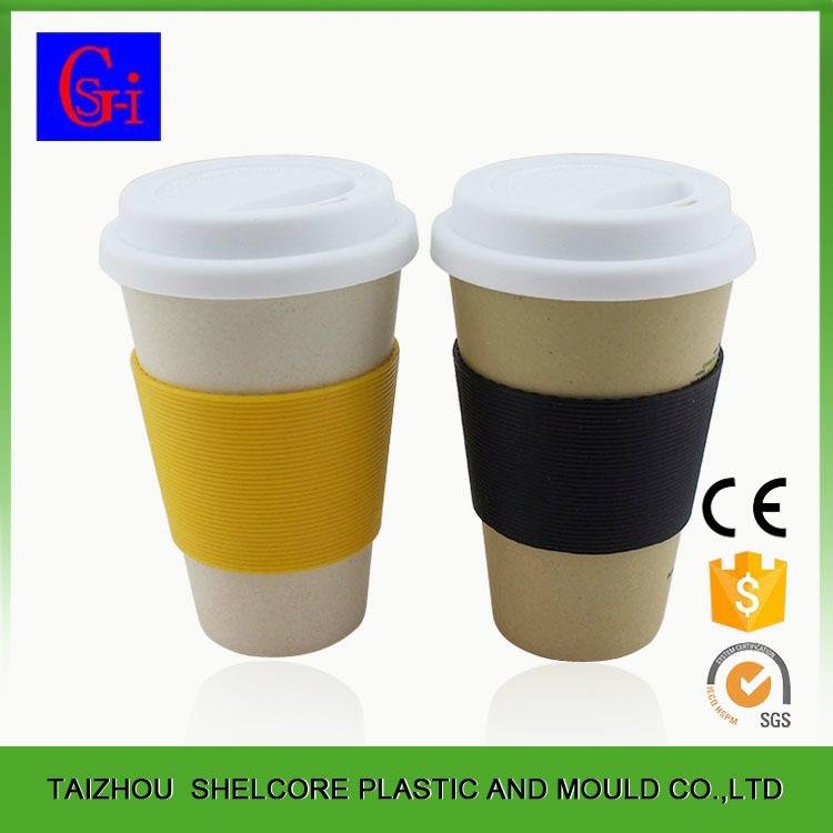 bamboo fiber coffee cup with lid and silicone 4