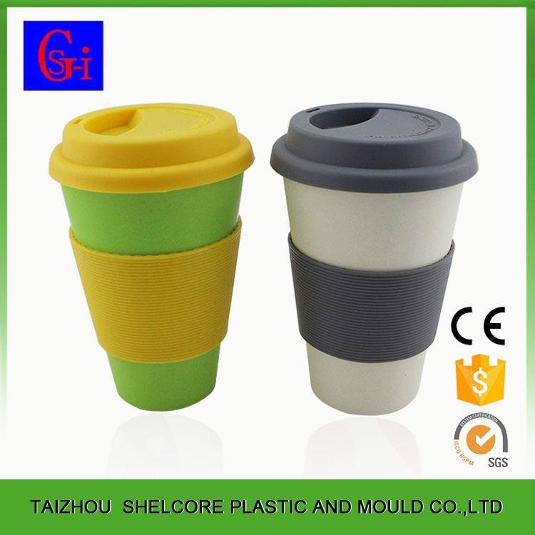 bamboo fiber coffee cup with lid and silicone 5