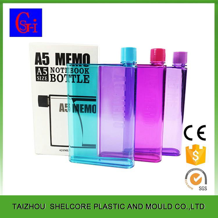 2016 New Products NoteBook Shape Plastic Water Bottle A5Memo Flat Water Bottle 5