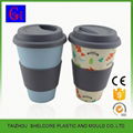 Natural envirometal friendly bamboo coffee cup with lid  4
