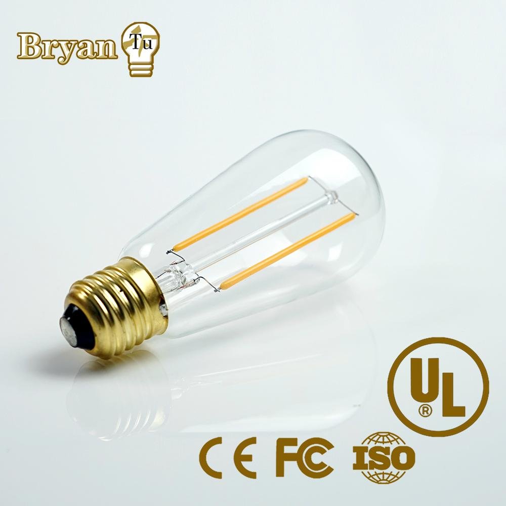 E27 180lm ceiling light lamp St64 2W led filament bulb 2