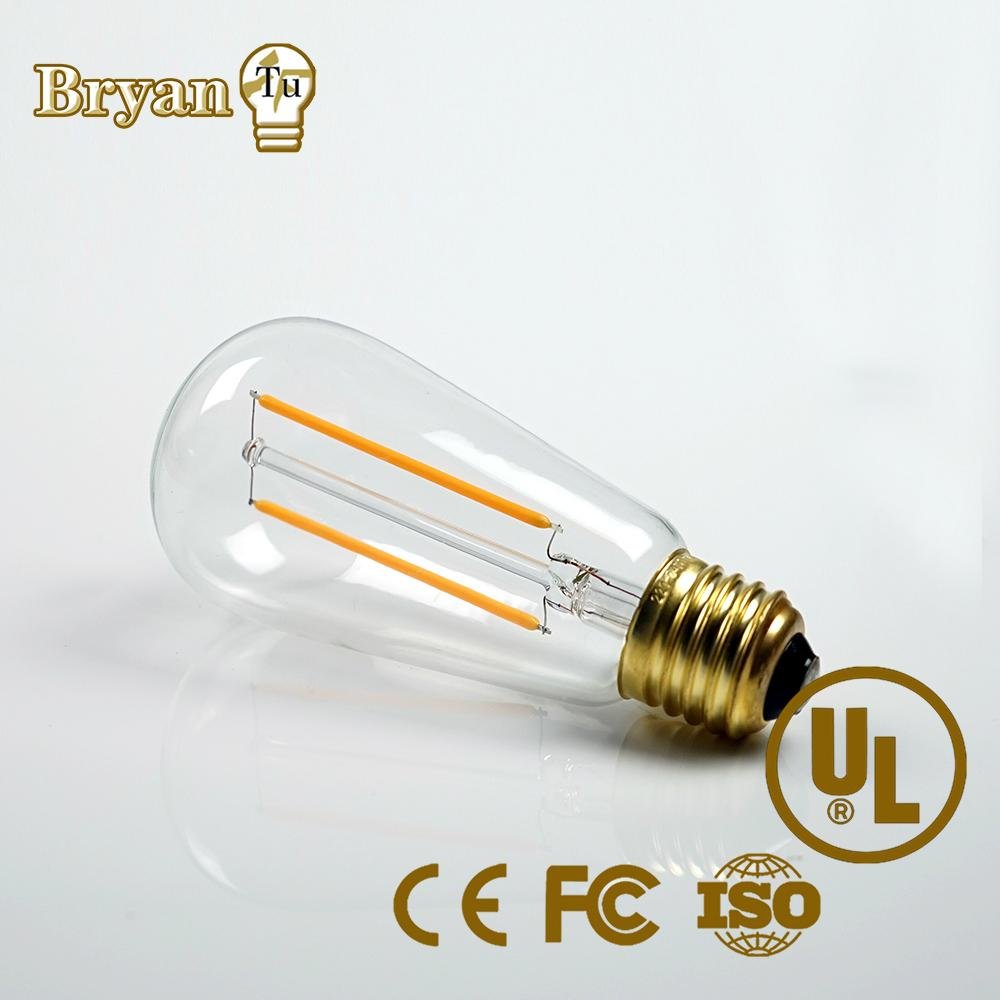 E27 180lm ceiling light lamp St64 2W led filament bulb 5