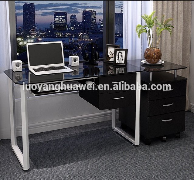 factory supply modern office table glass top