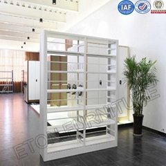 Office Furniture Double Sided Full Steel Multilayer Book Shelf Bookcase