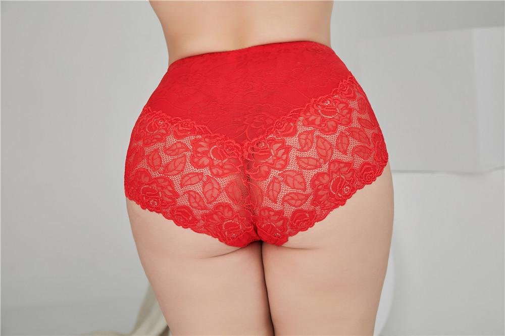 plus size comfortable hipster sexy flower lace briefs high rise lace big butts f 2