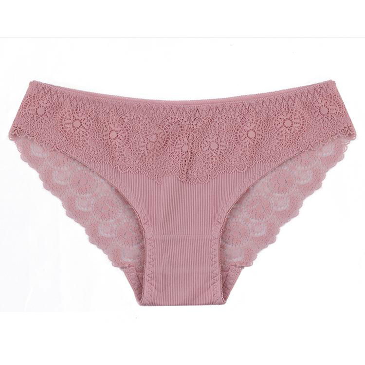 Wholesale Fancy Sexy Ladies Briefs Underwear Transparent Lace Cotton Women's Lin 4